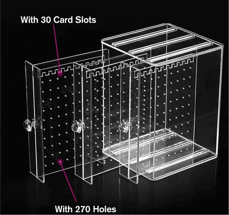 Acrylic Transparent Jewellery Organizer, Earrings Display Holder, Dust-proof Jewellery Organizer, Jewellery Storage Box Earring Display Stand Acrylic Transparent Jewellery Organizer, Earrings Display Holder, Dust-proof Jewellery Organizer, Jewellery Storage Box Earring Display Stand